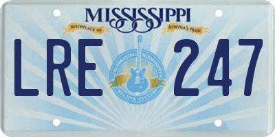 MS license plate LRE247