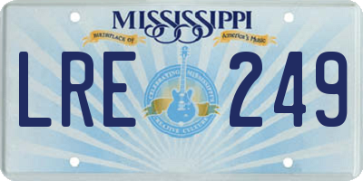 MS license plate LRE249