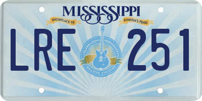 MS license plate LRE251