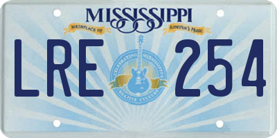MS license plate LRE254