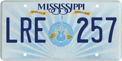 MS license plate LRE257