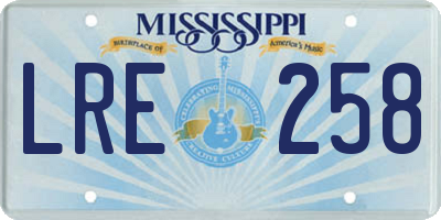 MS license plate LRE258