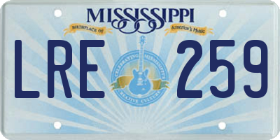 MS license plate LRE259