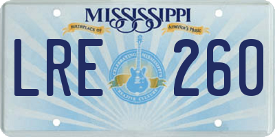 MS license plate LRE260