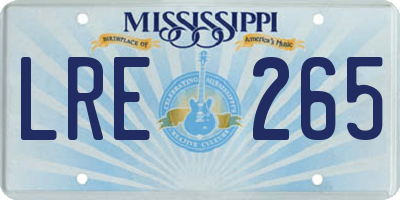 MS license plate LRE265