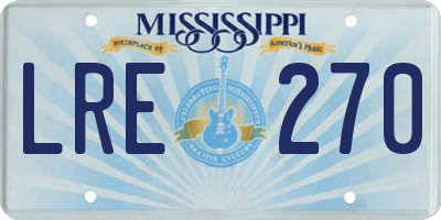 MS license plate LRE270