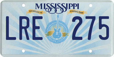 MS license plate LRE275