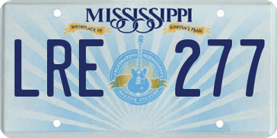 MS license plate LRE277