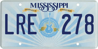 MS license plate LRE278