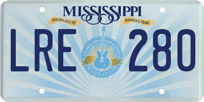 MS license plate LRE280