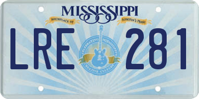 MS license plate LRE281