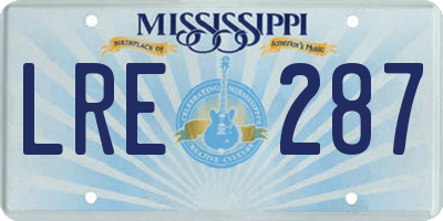 MS license plate LRE287