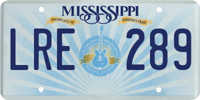 MS license plate LRE289