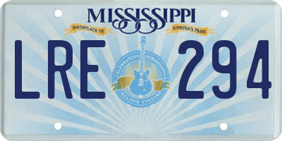 MS license plate LRE294