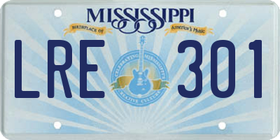 MS license plate LRE301