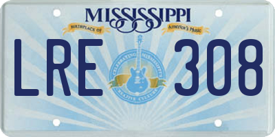 MS license plate LRE308