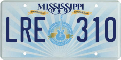MS license plate LRE310