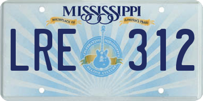 MS license plate LRE312