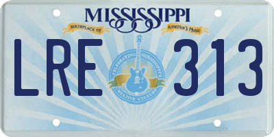 MS license plate LRE313