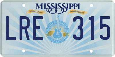 MS license plate LRE315