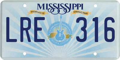 MS license plate LRE316