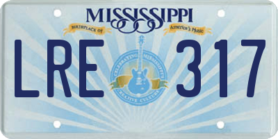 MS license plate LRE317