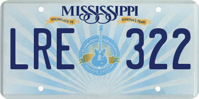 MS license plate LRE322