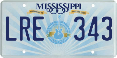 MS license plate LRE343