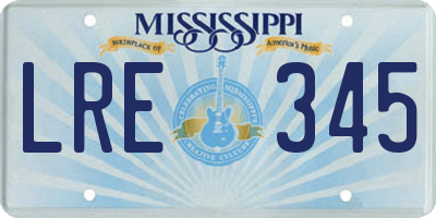 MS license plate LRE345