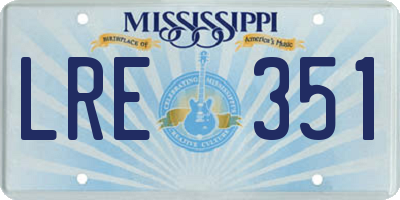 MS license plate LRE351