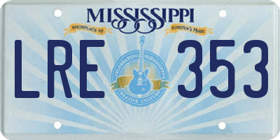 MS license plate LRE353