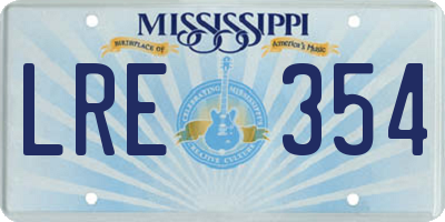 MS license plate LRE354