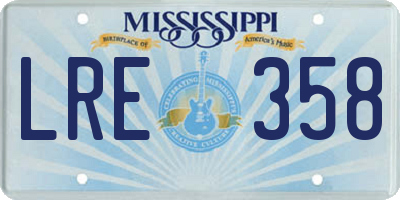MS license plate LRE358