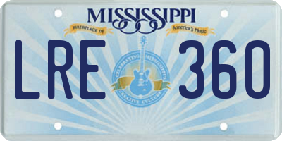 MS license plate LRE360