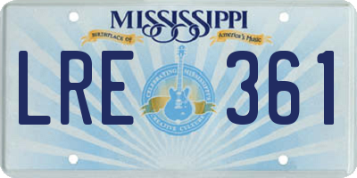 MS license plate LRE361