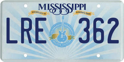 MS license plate LRE362