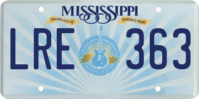 MS license plate LRE363