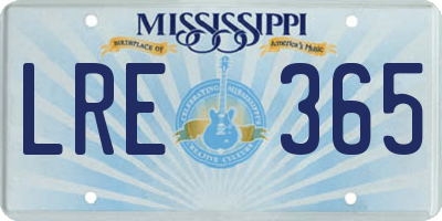 MS license plate LRE365
