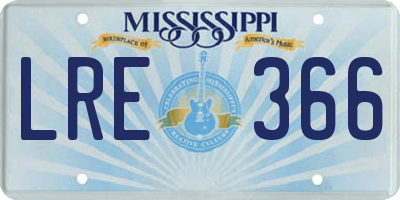 MS license plate LRE366