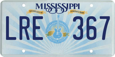 MS license plate LRE367