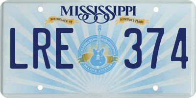 MS license plate LRE374