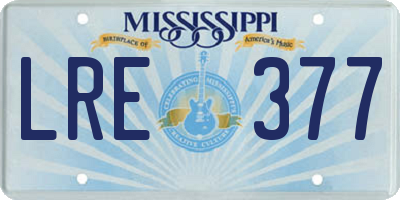 MS license plate LRE377