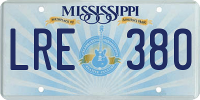 MS license plate LRE380