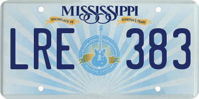 MS license plate LRE383
