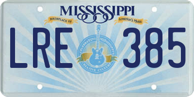MS license plate LRE385