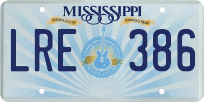 MS license plate LRE386