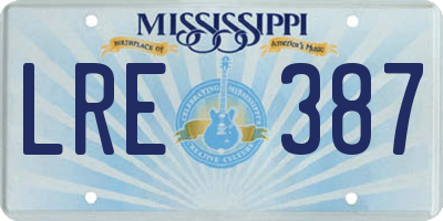 MS license plate LRE387