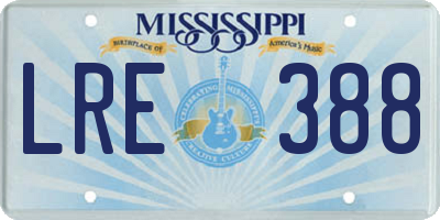 MS license plate LRE388
