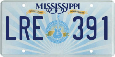 MS license plate LRE391