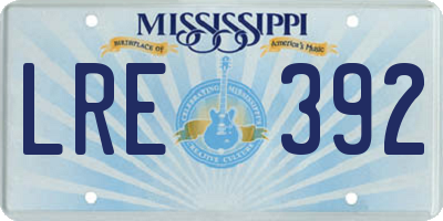 MS license plate LRE392